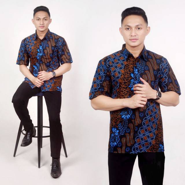 PROMO ASLI Risna Batik JUMBO HRB093 Hem Batik Pria Pendek Premium M L XL XXXL 3L 4L 5L 6L pria BATIK