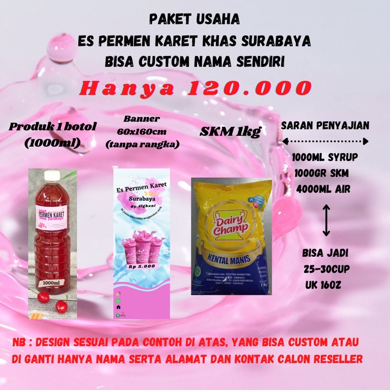 

Paket Usaha Es permen karet khas Surabaya | custom nama usaha sendiri vp