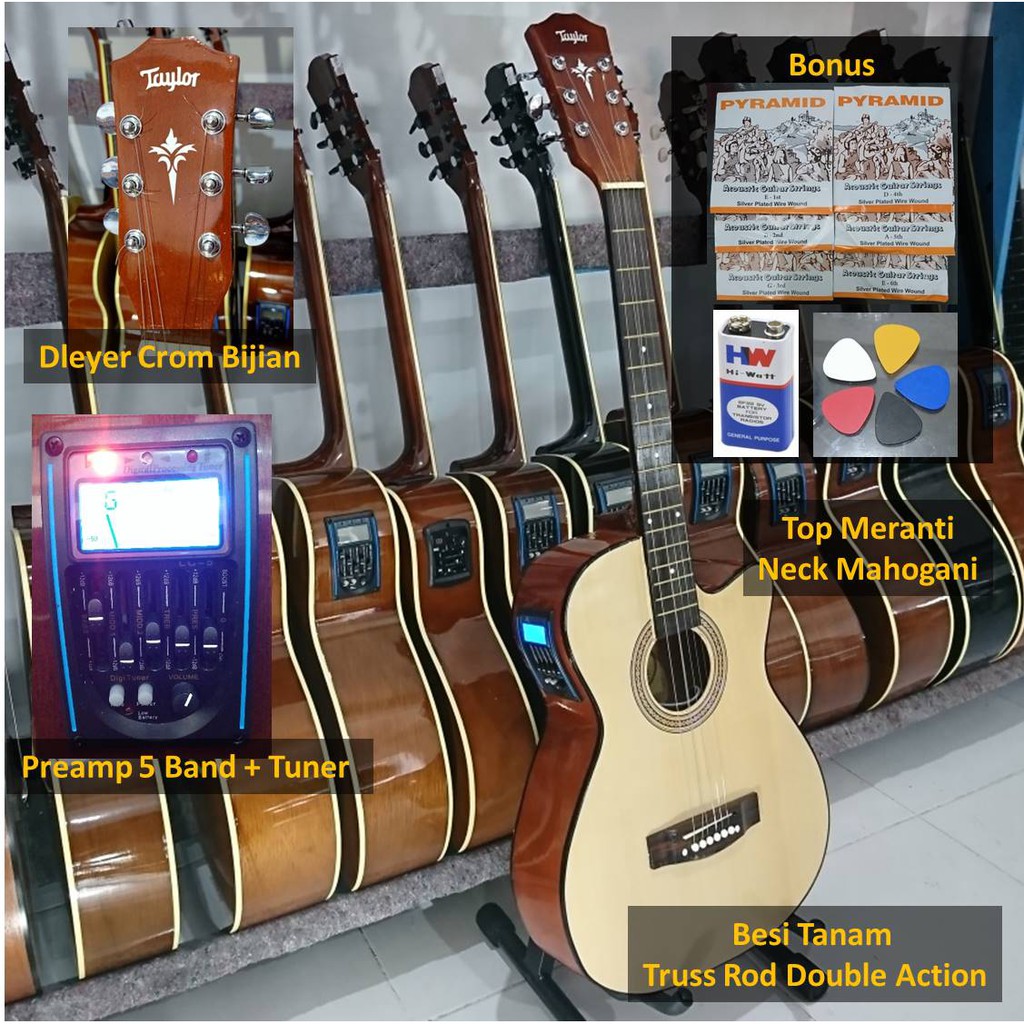 Gitar Akustik Elektrik taylor Preamp Equalizer tuner digital prener lc-5