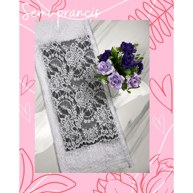 Brokat Semi prancis (Putih) / bahan kebaya semi prancis