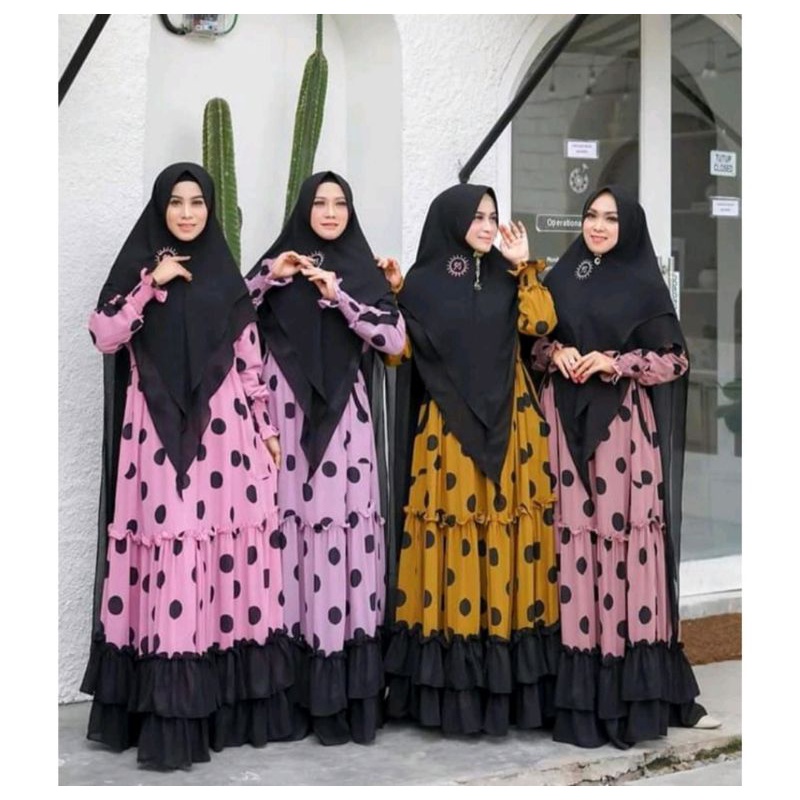 GAMIS SYAR'I POLKADOT SUPER JUMBO//GAMIS POLKADOT SET KERUDUNG//GAMIS SYAR'I//GAMIS PLUS KHIMAR//GAMIS POLKADOT VIRAL//GAMIS MURAH//GAMIS MEWAH//GAMIS KOMDANGAN//GAMIS TERBARU