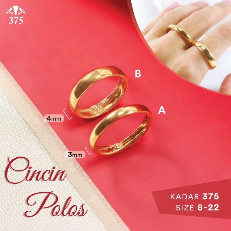 TM375 CINCIN NIKAH TUNANGAN POLOS EMAS ASLI READY