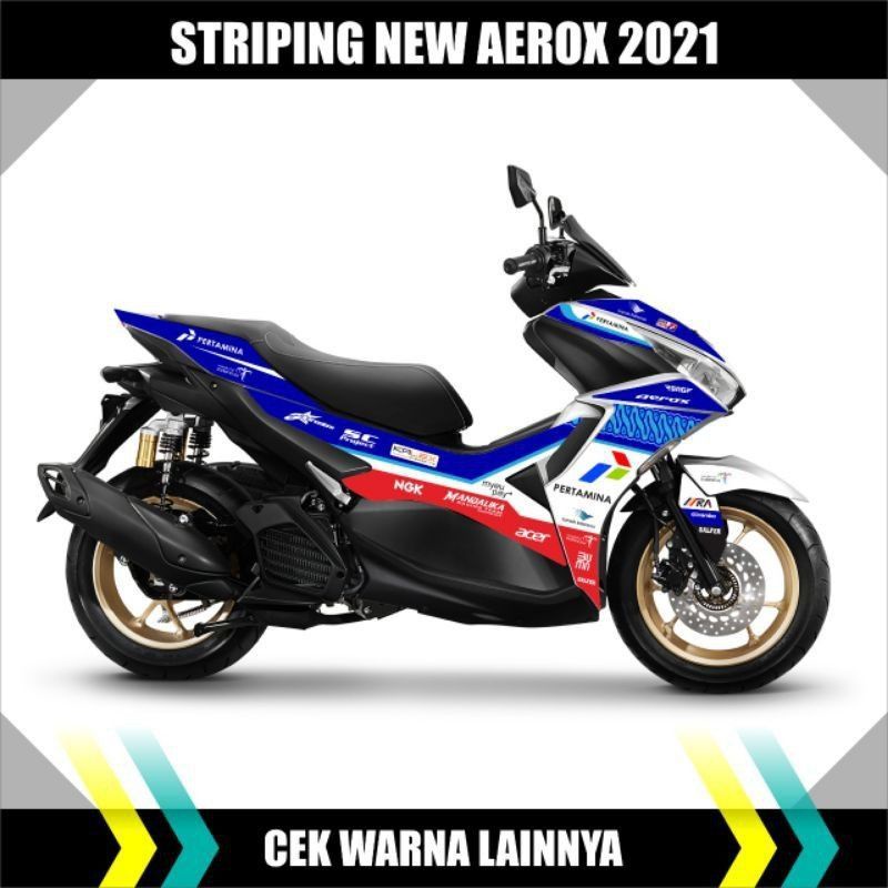 Striping Aerox Sticker Liss Body Variasi Motor New Aerox 2021 Pertamina Mandalika