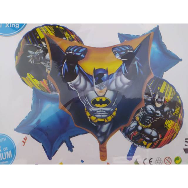 SET DEKORASI ULTAH BATMAN ISI 5 PCS / BALON FOIL BATMAN