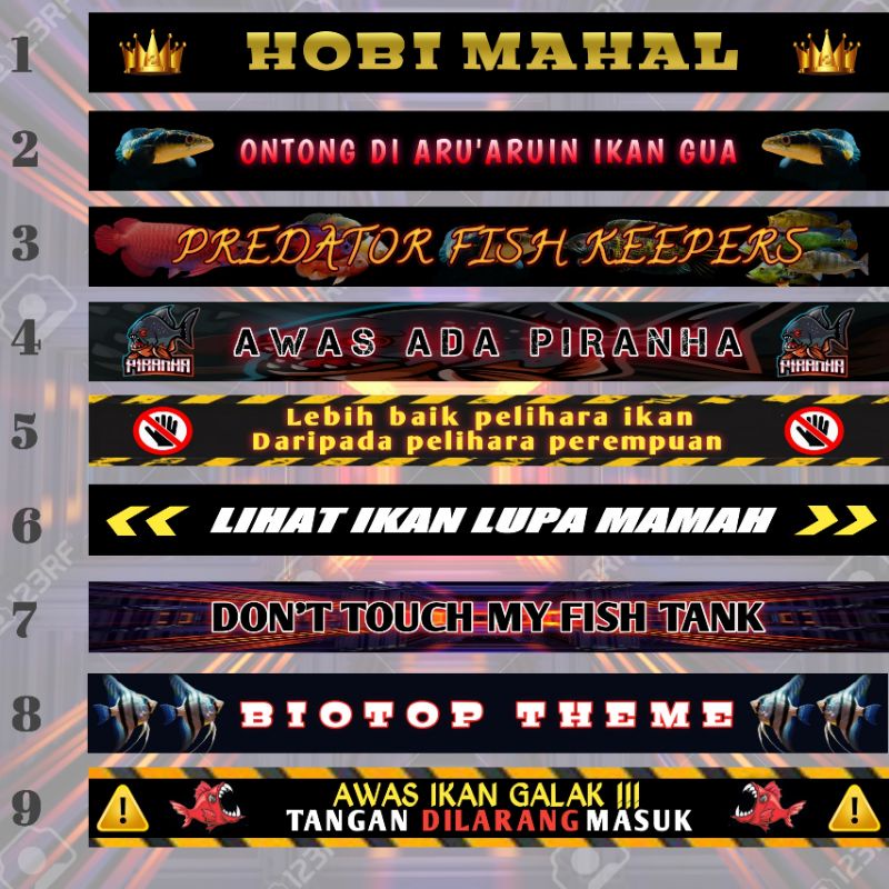 stiker Lis akuarium stiker aquarium awas ikan galak