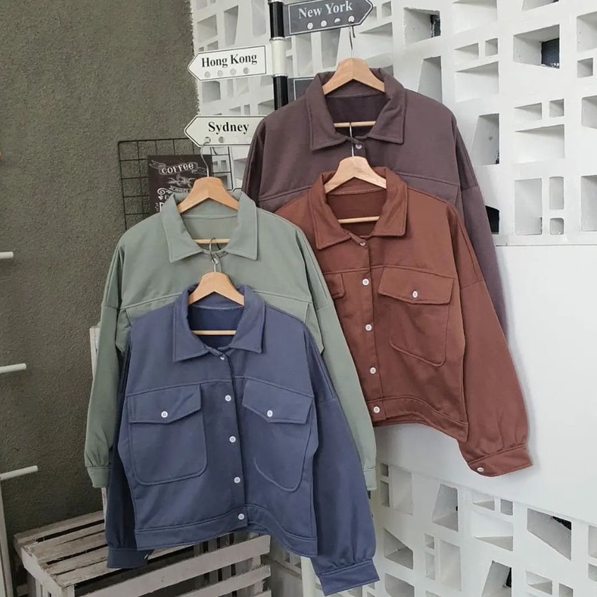 Ausy Jacket Kancing Depan Outfit Remaja Kekinian Bahan Fleece
