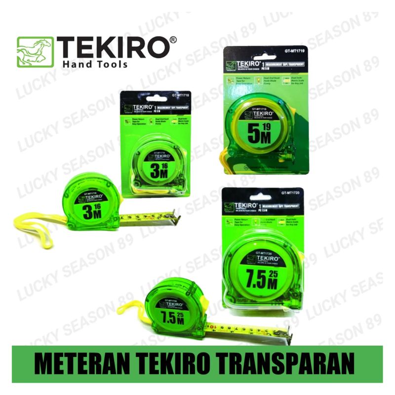 TEKIRO-Meteran Transparan Ukuran 3m-5m-7,5m-10 Meter