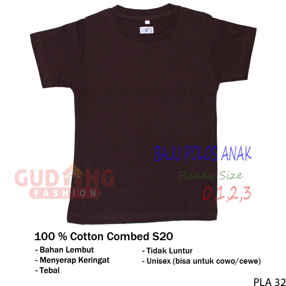 Baju Polos Lengan Pendek Anak - PLA 32