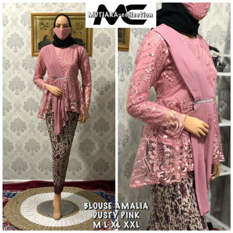 Set Kebaya Amalia Aurora Selendang / Stelan Tunik Broakat Rok Plisket / One Set Kebaya Wisuda / Setcel Baju Pesta / Stelan Kebaya Modern Fashion Muslimah