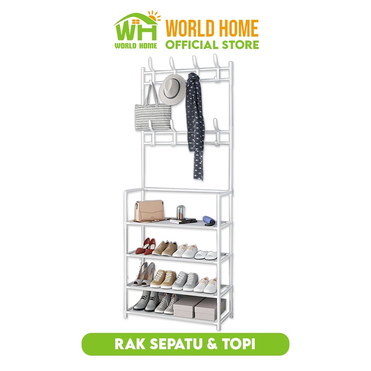 WHI Rak Gantungan Baju Stand Hanger Rak Sepatu Tempat Topi Tas Serbaguna