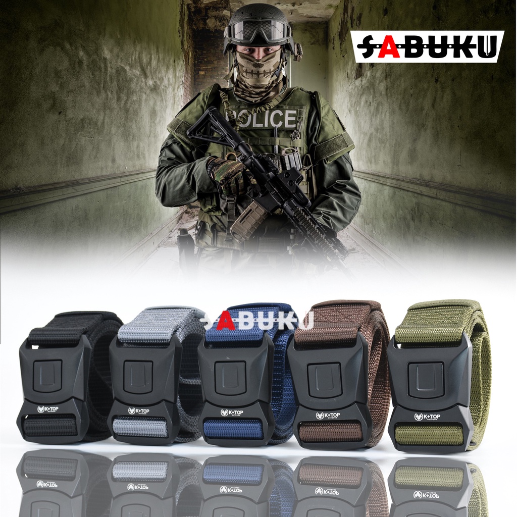 Ikat Pinggang Pria Nylon Kanvas Gesper NYLON Kepala Besi Tactical Belt Sabuk Pria Men Belt - 166