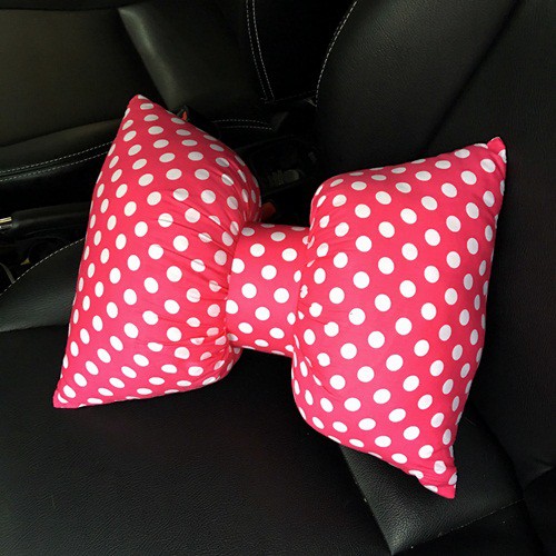 Bantal Sandaran Punggung Jok Mobil Pita Motif Polkadot