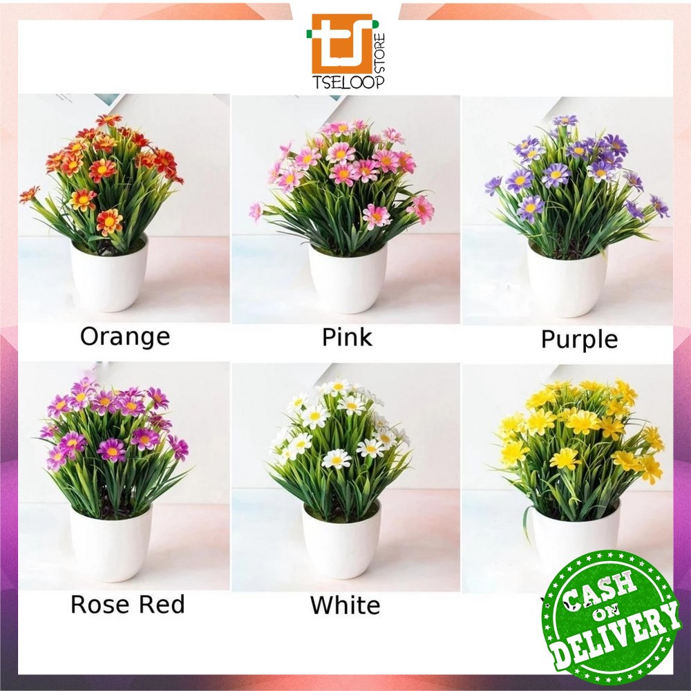 OFM-C35-37 Ornamen Pot Bonsai Pajangan Dekorasi Rumah Tanaman Bunga Hias Plastik Artificial Flower-3
