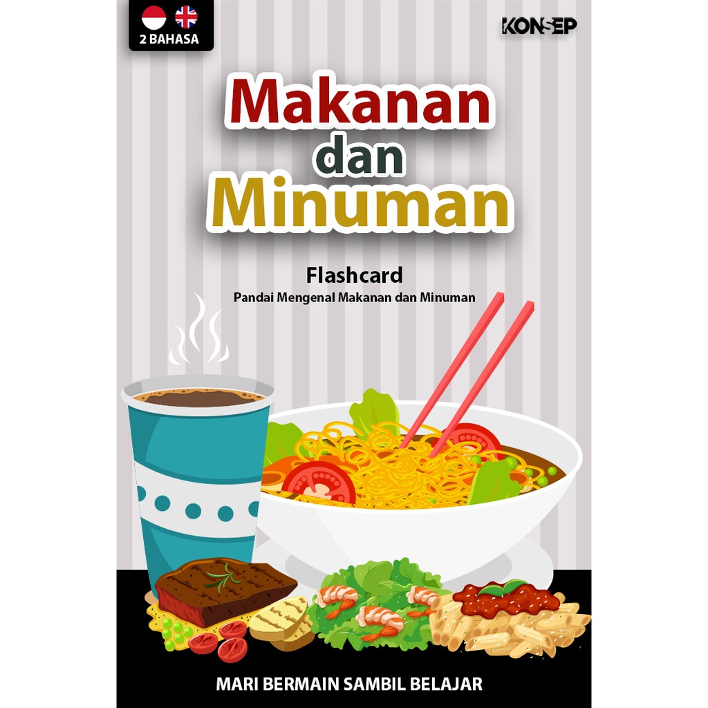 [1KG=10PCS] Konsep Flashcard Makanan dan Minuman / Flash Card / Mainan Edukasi Kartu Pintar Anak