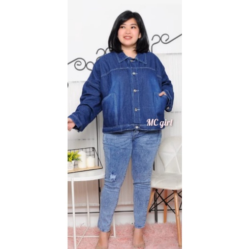 MC girl - Jaket Jeans Oversize Wanita / Jacket Denim Over Size Jumbo / Jaket Lepis Super Jumbo / Vintage Baggy Oversized Denim Jacket / All Size