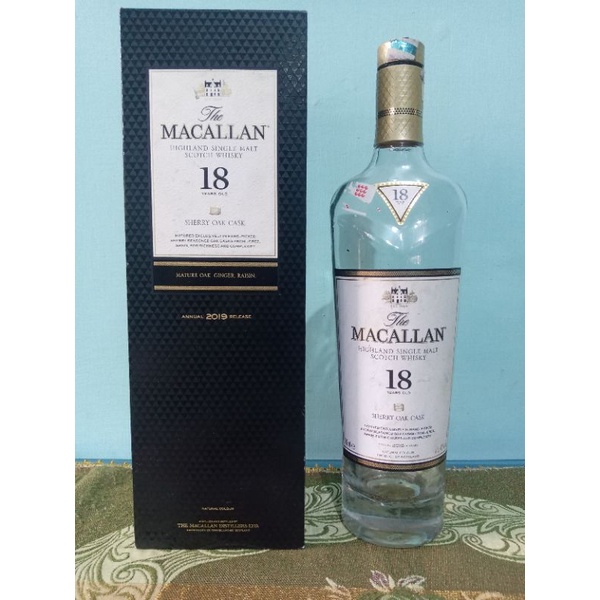 Botol Kosong Minuman Import THE MACALLAN 18 YEARS SHERRY OAK CASK