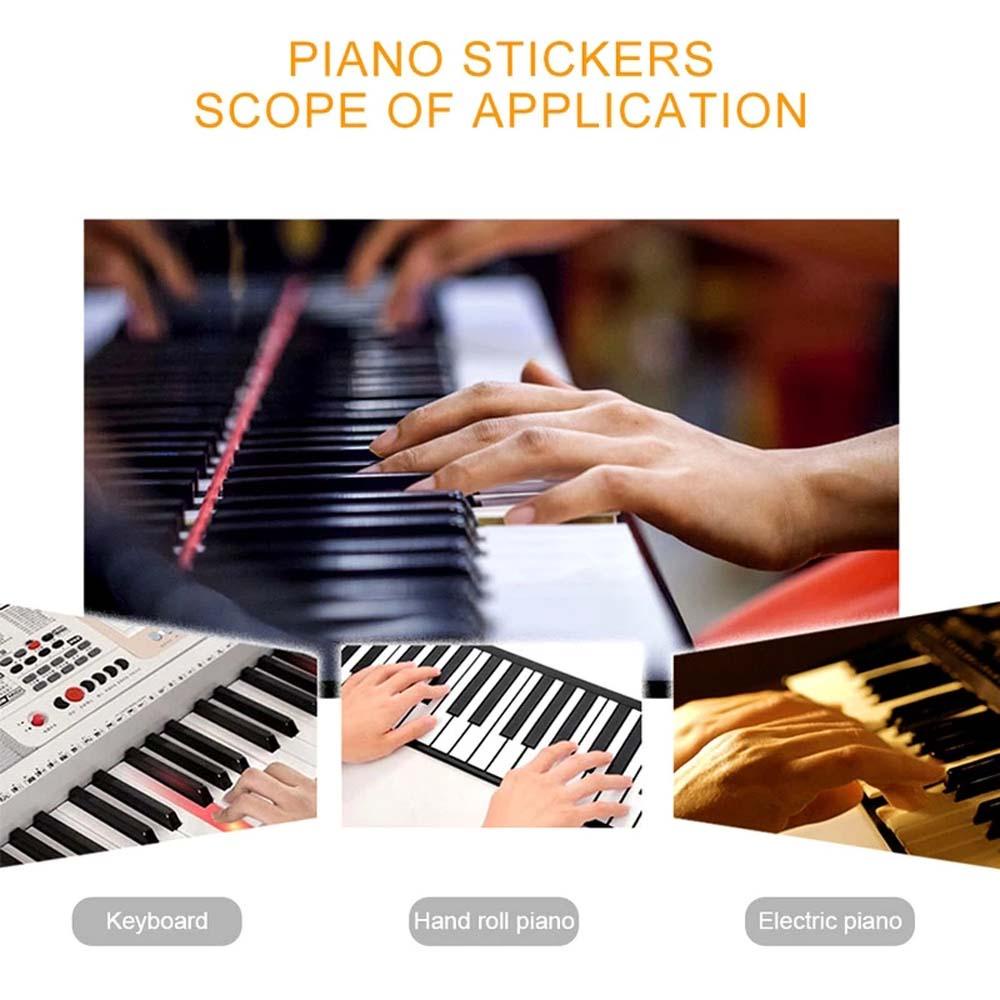 Needway Stiker Keyboard Piano Penggemar Untuk Pemula Untuk Tombol Putih Stiker Simbol 88Keys Perekat Piano Stave Note