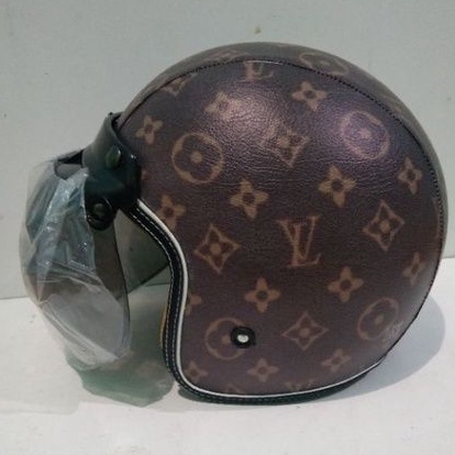 Helm Retro Dewasa full kulit print motif LV