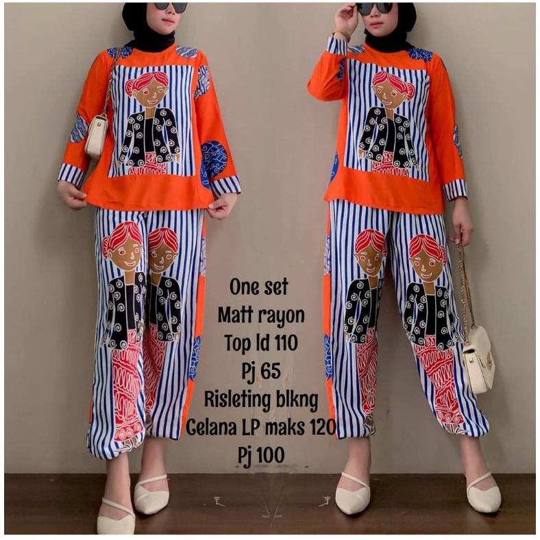 One Set Bu Tedjo Matt Rayon Top - Naira Batik