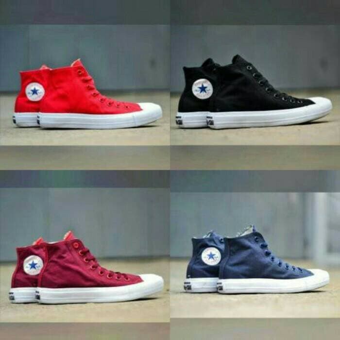 Sepatu Converse All Star Hi High Chuck Taylor Polos Grade Original - Hitam Putih, 37