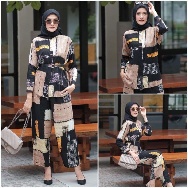 SETELAN PIYAMA WANITA PREMIUM HIGH QUALITY // LD 100 - 110 ONE SET RAYON MOTIF BARU // SET RAYON-Najwa set
