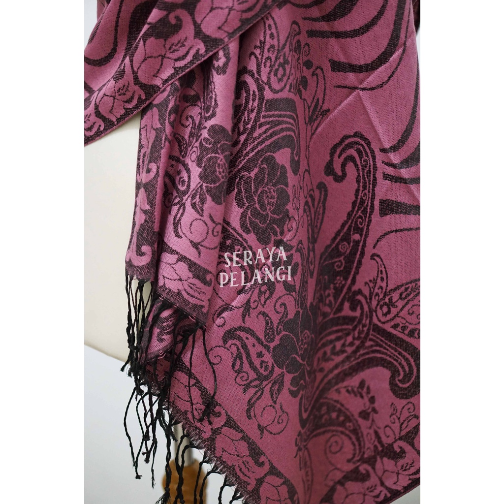 Pashmina Cashmere Keong 34 | Motif Bunga/Kembang | Selendang | Scarf | Syal | Shawl | Pasmina | Souvenir | Hadiah Ulang Tahun | Birthday Gift | Aksesoris Fashion Wanita | Import Quality | Grosir Murah