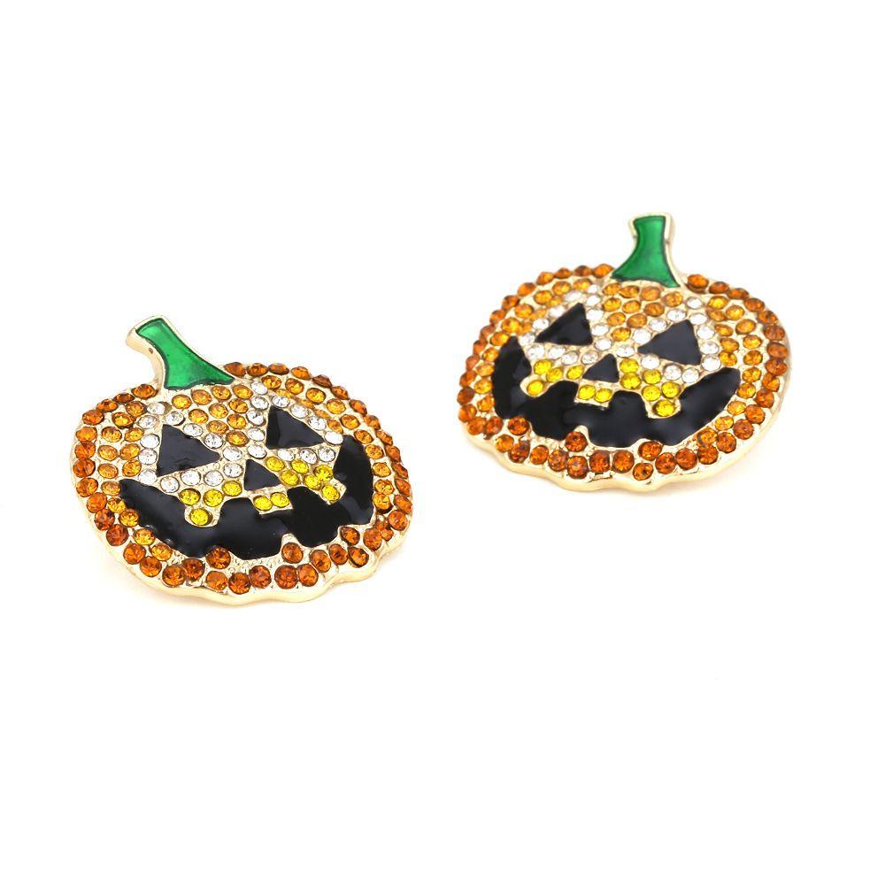 Mxbeauty Pumpkin Stud Earrings Berlebihan Retro Gadis Hadiah Gaya Eropa Amerika Telinga Perhiasan Alloy Berlian Imitasi Anting Labu