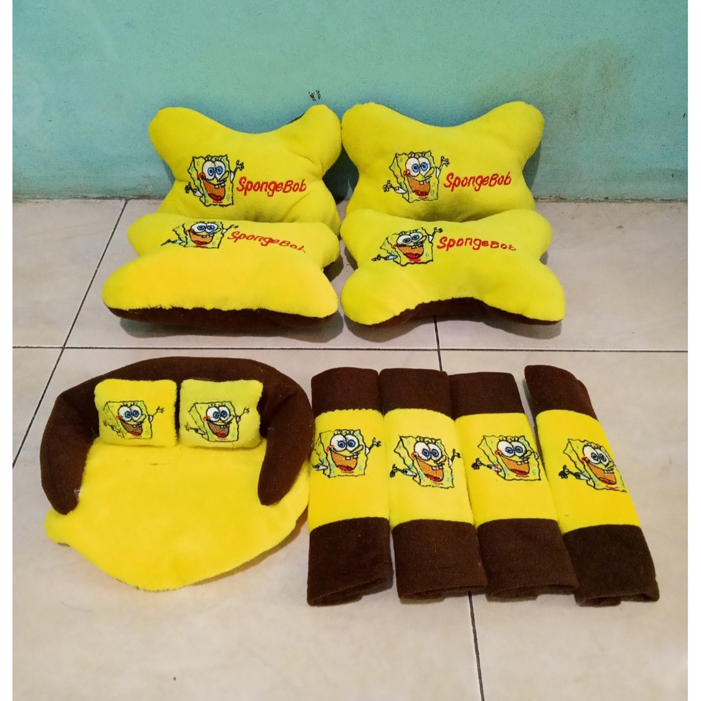 Bantal Mobil SPONGEBOB Kuning Bantal Isi 4 Sandaran Leher Kepala Spongebob Yellow