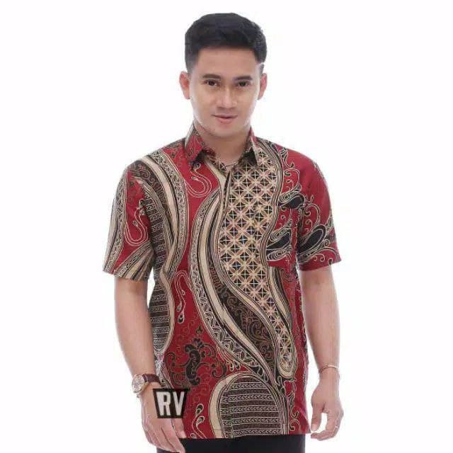 Kemeja Batik Pria Lengan Pendek Motiv Terbaru Seragam Kantor Bahan Katun Adem Di Pakai