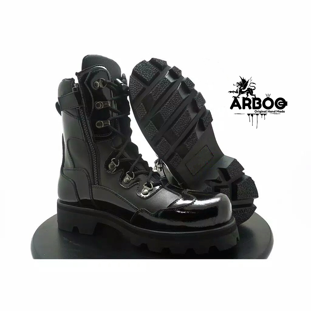 SEPATU PDL SPIDER KULIT KILAP SEPATU TNI POLRI BRIMOB kulit kilap asli tapak radial Berkualitas