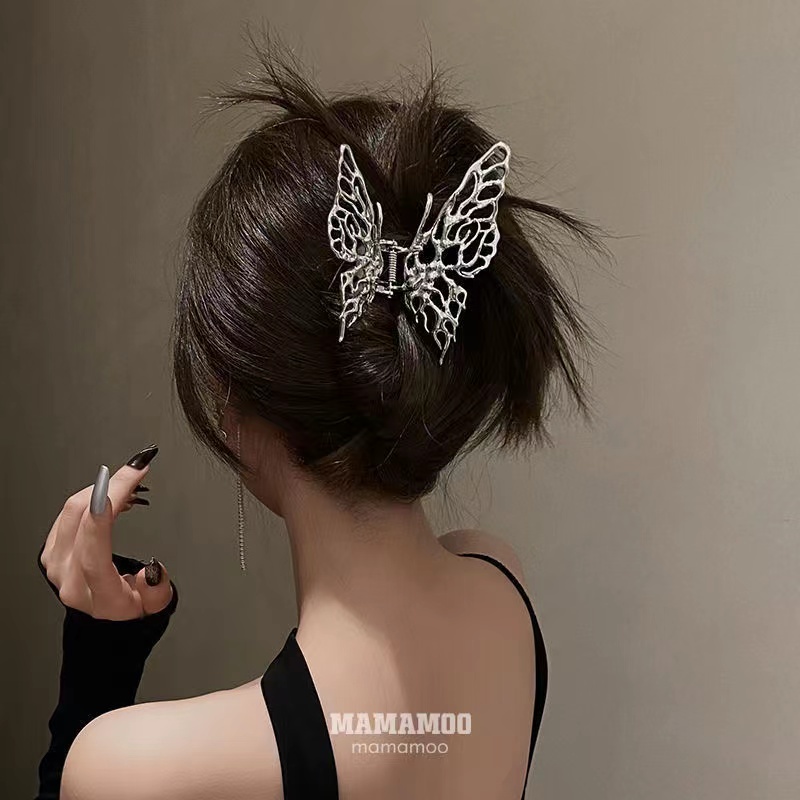 IFYOU Jepit Rambut Bentuk Kupu-Kupu Irregular Warna Silver Gaya Vintage Korea Untuk Wanita