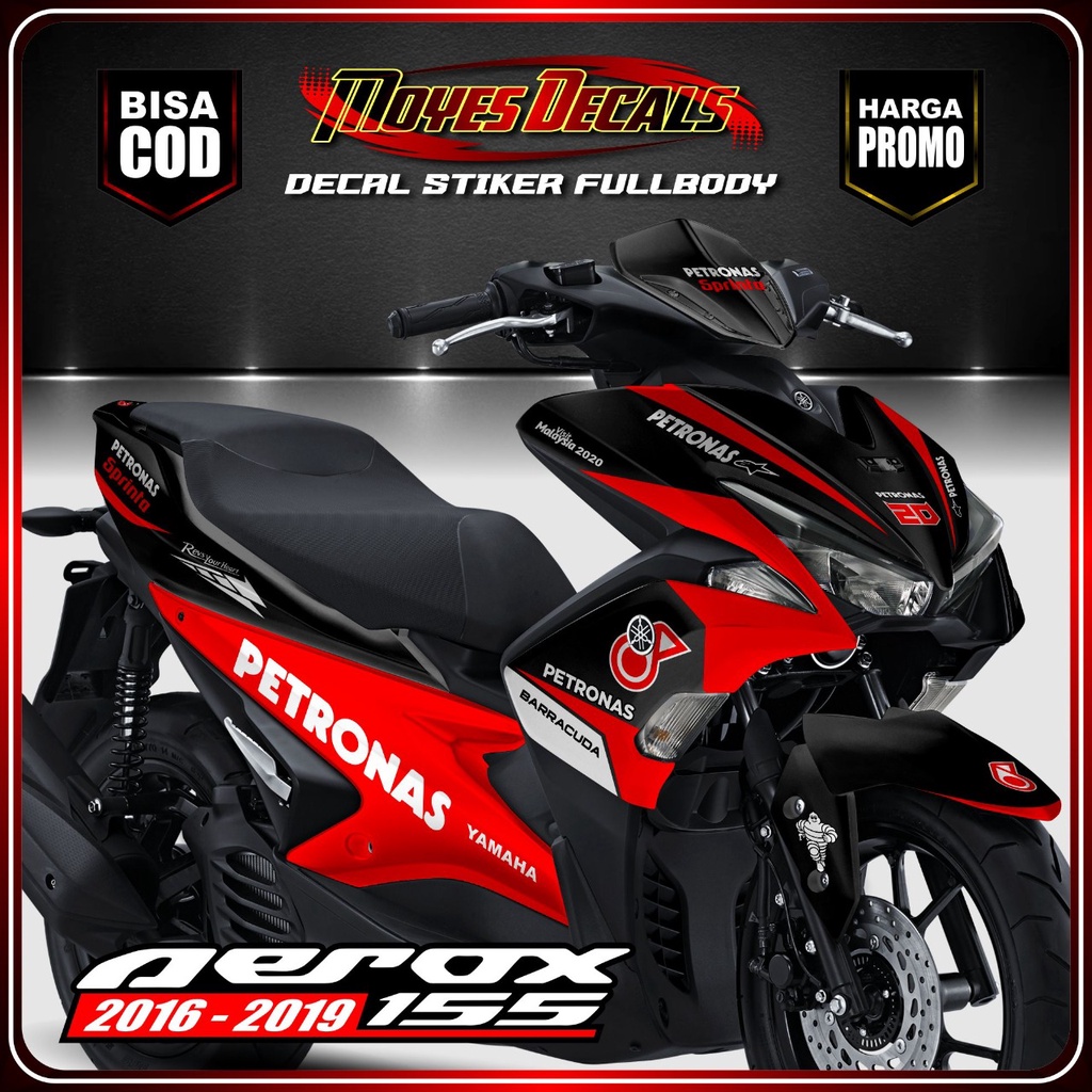 Stiker Petronas Full body motor aerox 155 stiker decal motif petronas merah