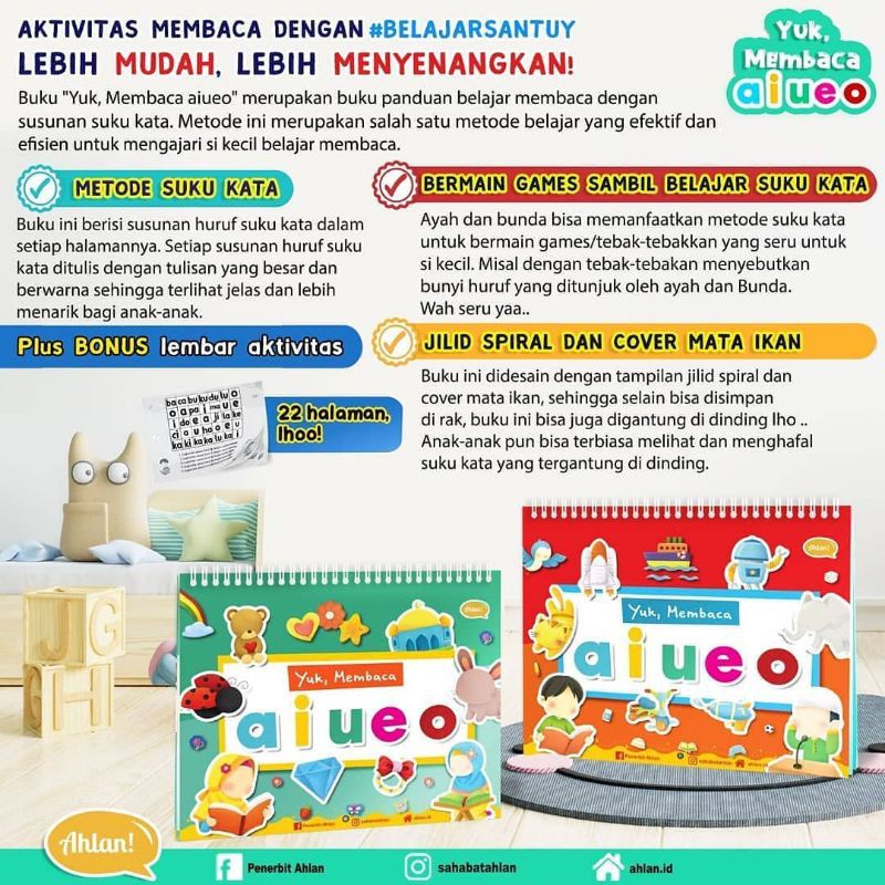 Yuk, Membaca Aiueo : Buku Anak Belajar Membaca