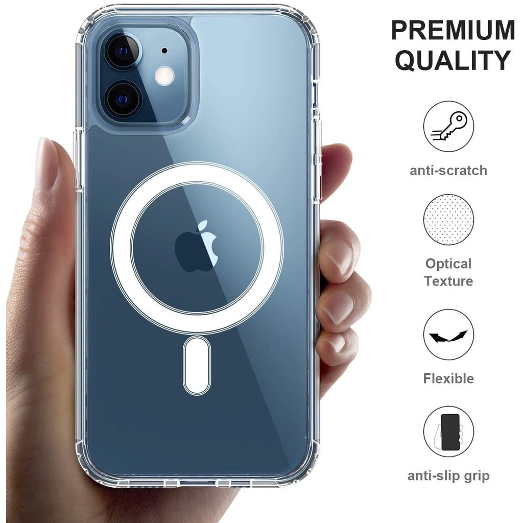 iPhone X / XS / XR / XS Max / 11 / 11 Pro / 11 Pro Max / 12 / 12 Mini / 12 Pro / 12 Pro Max/ 13 / 13 Mini / 13 Pro / 13 Pro Max MagSave Case TPU Clear Transparan Case Magnet