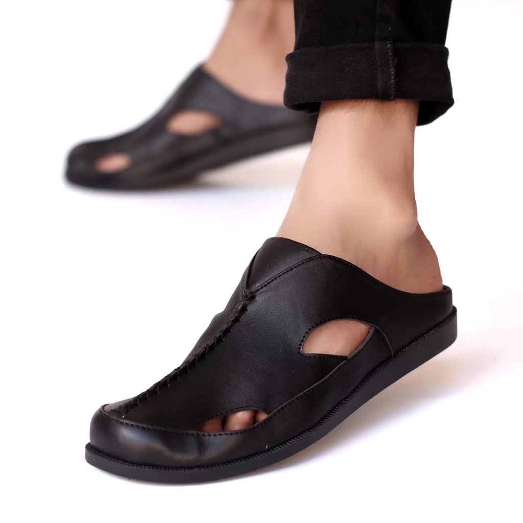 SEPATU sandal KULIT  Pria MR JOE bustong hiro WIRO ASLI ORIGINAL FHASION SANTAI RESMI KERJA KANTOR - SENDAL SLIP ON SELOP SLOP SLIDE SLIPER KULIT COWOK - SANDAL INDIAN PRIA