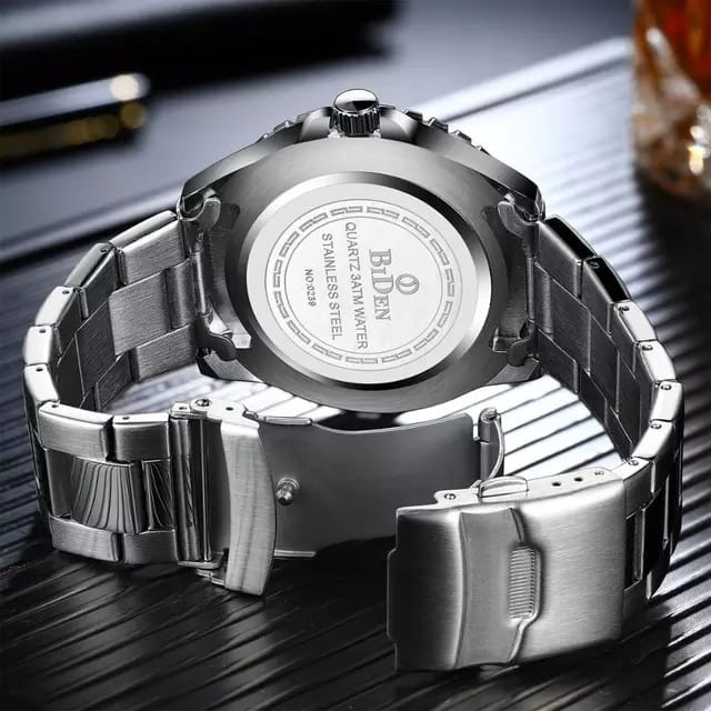 JAM TANGAN PRIA ANTI AIR BIDEN 0239 RANTAI STAINLESS STEEL JAPAN QUARTZ