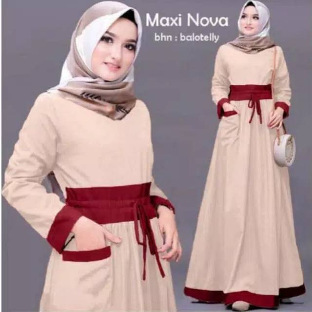 Gamis Maxi Nova LD100 Terbaru Fashion Muslim/ Busana Muslim/Baju Muslim/ Gaun Muslim/Dress Muslim