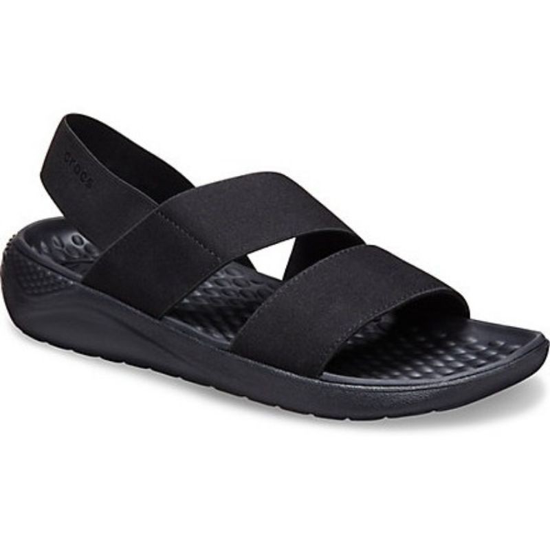 SANDAL CROCS LITERIDE STRETCH STRAP WOMEN / CROCS LITERIDE STRAPY SLIP ON SANDALS-FullBlack