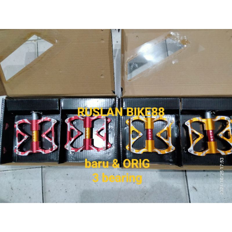Pedal sepeda flat bearing syte ORIG putaran loncer 3 bearing.  pedal bearing flat syte sesuai foto
