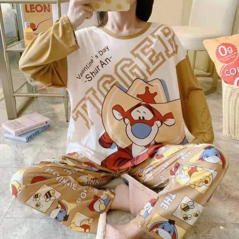 COMFIT STORE PJ3 PP Setelan Piyama Wanita Jumbo Tangan Panjang Celana oversize Baju Tidur Dewasa Import Korea-4