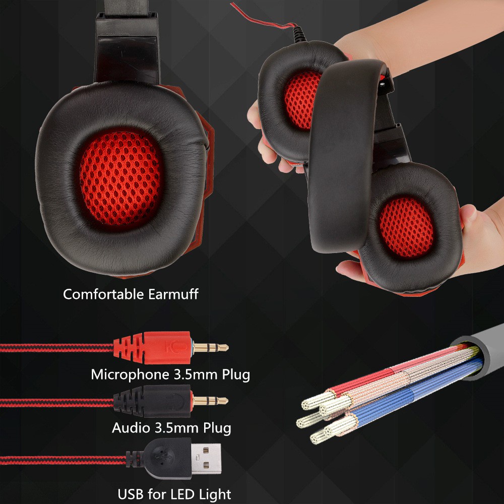 Headset Gaming LED+Microphone for Headphone Gamer For Computer And Laptop