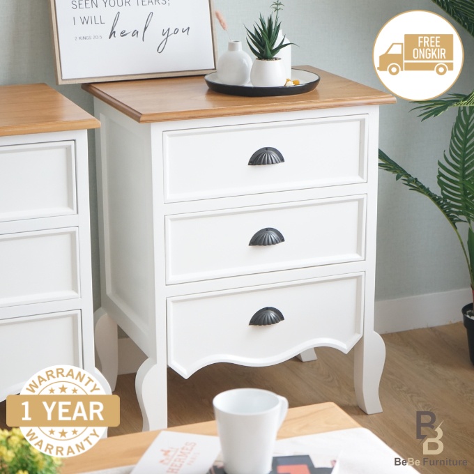 lemari nakas minimalis 3 laci putih white lemari kabinet drawer kayu laci lemari laci susun lemari b