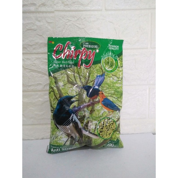 voer chirpy Mini Pelet super bird food 250gr Prenjak Gacor Hijau Voer harian untuk burung murai batu