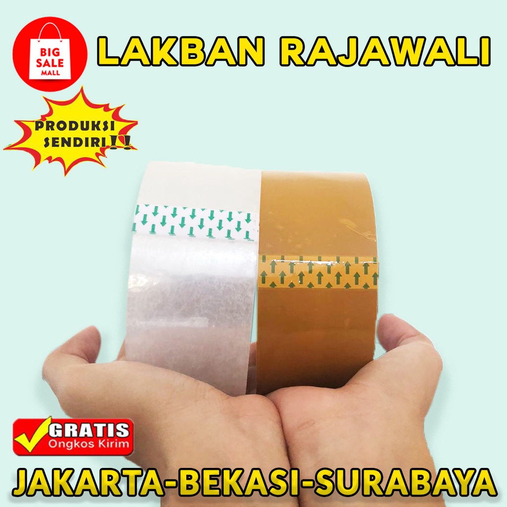 Lakban bening &amp; coklat, lakban packing 45mm.48mm 80 yard,90 yard,100 yard full meter.