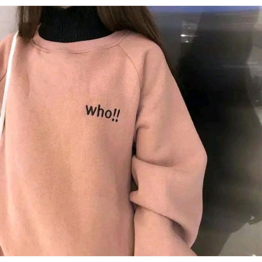 SWEATER WHO !!  SWEATSHIRT APLIKASI BORDIR TERBARU SWEATER WANITA