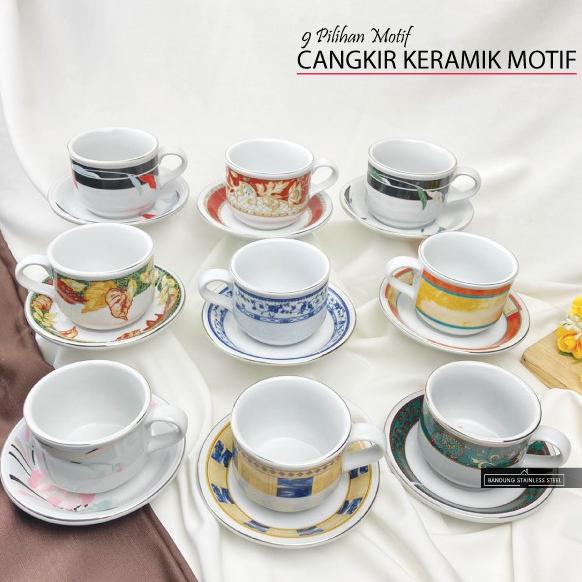 Cangkir Keramik SNI merk Sango 9 Motif Warna Cantik Gelas Minum Teh Kopi Susu