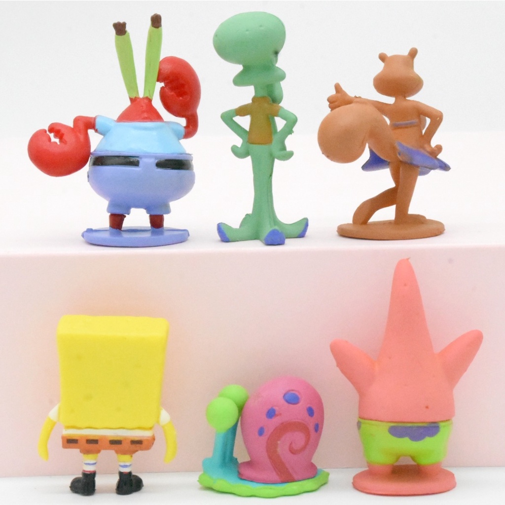 6pcs / 8Pcs / Set Mainan Action Figure Anime Sponge Bobs Bobs Cumi-Cumi Bahan PVC Untuk Dekorasi / Hadiah Anak