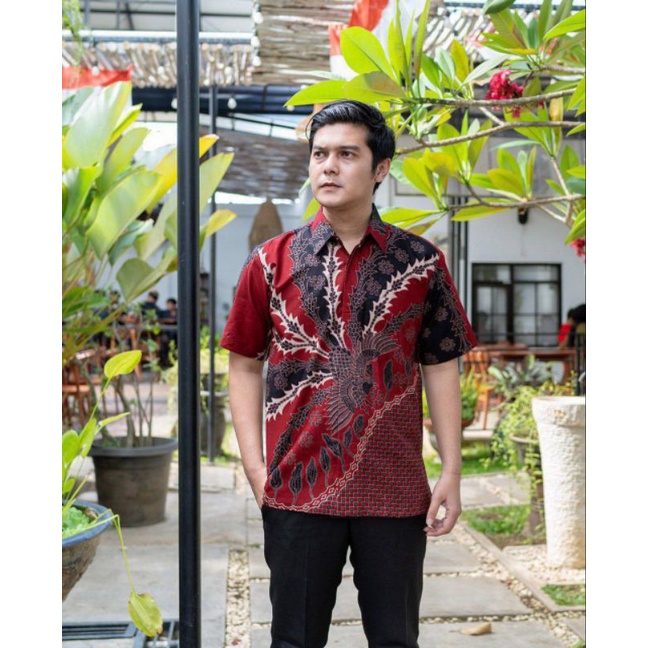 Batik pria kemeja batik lengan pendek m l xl xxl terlaris