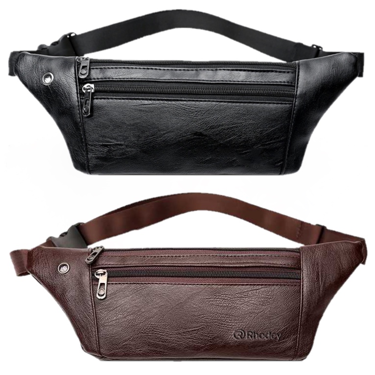 Rhodey Tas Pinggang Selempang Pria Waistbag Bahan Kulit - 1851