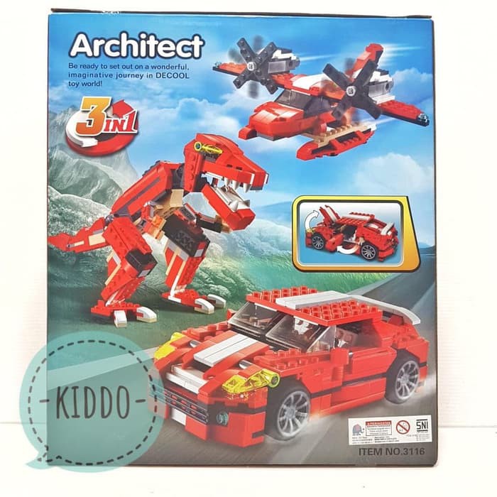 Lego architect 3 in 1 - dinosaurus mobil dan pesawat